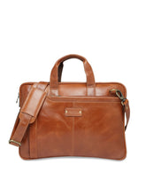 Load image into Gallery viewer, Teakwood Genuine Leather Laptop Bag - Tan