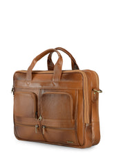 Load image into Gallery viewer, Teakwood Genuine Men Tan Brown Leather Laptop Bag
