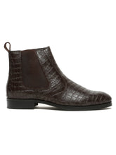 Load image into Gallery viewer, Men's Croco-Textured Leather Chelsea Boots