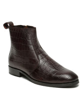 Load image into Gallery viewer, Men's Croco-Textured Leather Chelsea Boots with Side Zipper