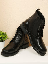 Load image into Gallery viewer, Men's Leather Combat Boots with Side Zipper