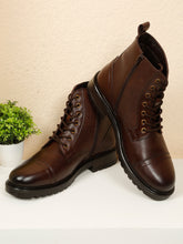 Load image into Gallery viewer, Men's Leather Combat Boots with Side Zipper