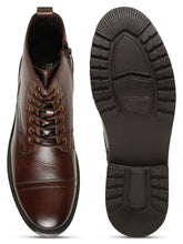 Load image into Gallery viewer, Men's Leather Combat Boots with Side Zipper