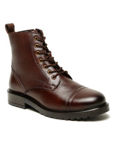 Load image into Gallery viewer, Men's Leather Combat Boots with Side Zipper