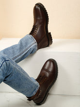 Load image into Gallery viewer, Men’s Leather Dual-Side Combat Boots with Buckle and Zipper