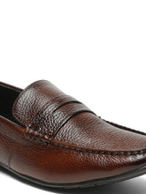 Load image into Gallery viewer, Men's Brown Textured Leather Loafers
