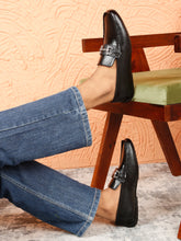 Load image into Gallery viewer, Men's Leather Textured Horsebit Loafers