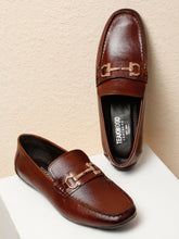 Load image into Gallery viewer, Men's Leather Textured Horsebit Loafers