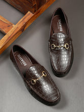 Load image into Gallery viewer, Men’s Croco-Textured Leather Slip-on with Horsebit