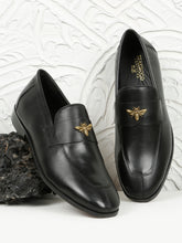 Load image into Gallery viewer, Men’s Leather Loafers with Embellished Bee Detail