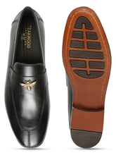 Load image into Gallery viewer, Men’s Leather Loafers with Embellished Bee Detail