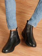 Load image into Gallery viewer, BLACK LEATHER MEN ANKLE BOOT