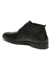 Load image into Gallery viewer, Men's Black Crocodile-Textured Formal Lace-Up Boots