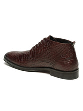 Load image into Gallery viewer, Men's Black Crocodile-Textured Formal Lace-Up Boots