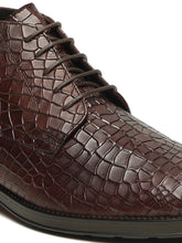 Load image into Gallery viewer, Men's Black Crocodile-Textured Formal Lace-Up Boots