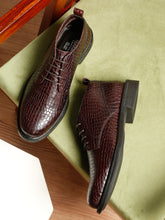 Load image into Gallery viewer, Men's Crocodile-Textured Formal Lace-Up Boots