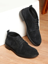Load image into Gallery viewer, Men's Black Suede Leather Derby Shoes