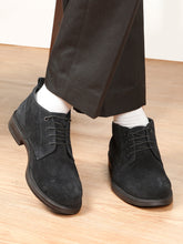 Load image into Gallery viewer, Men's Black Suede Leather Derby Shoes