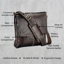 Load image into Gallery viewer, Teakwood Genuine Unisex Brown Genuine Leather Messenger Bag
