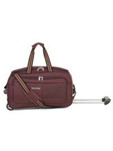 Load image into Gallery viewer, Teakwood Leathers Purple Solid Medium Duffle Trolley Bag