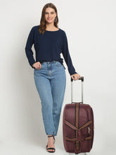 Load image into Gallery viewer, Teakwood Leathers Purple Solid Cabin Duffle Trolley Bag