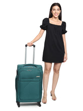 Load image into Gallery viewer, Teal Textured Soft-Sided Trolley Suitcase Medium