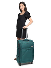 Load image into Gallery viewer, Teal Textured Soft-Sided Trolley Suitcase Medium