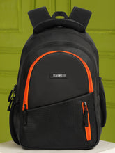 Load image into Gallery viewer, Teakwood Black Unisex Backpack with Multiple Compartments, Adjustable Padded Shoulder Straps & Travel-Friendly Trolley Sleeve for Office, College & Travel