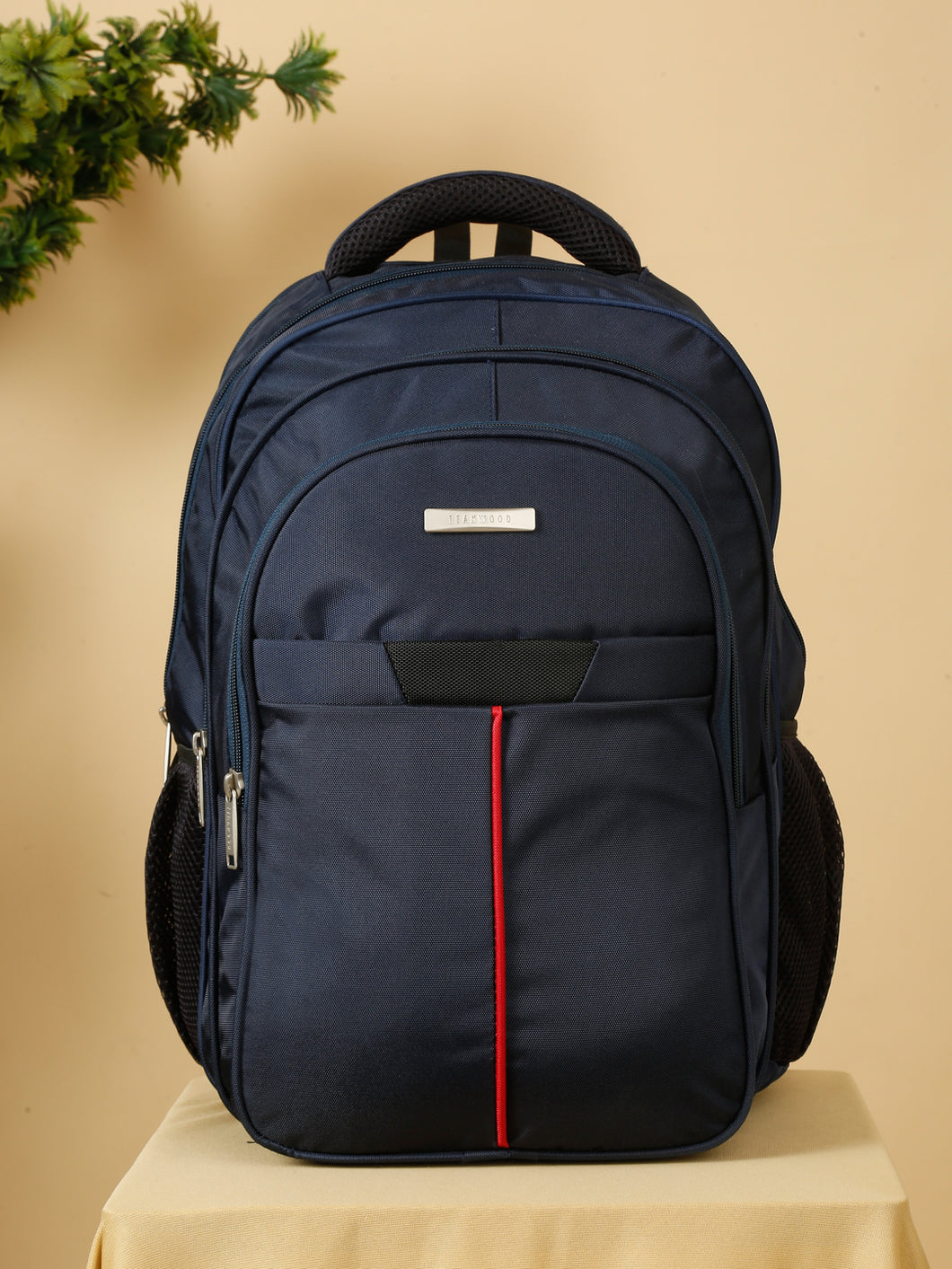 Teakwood leather unisex solid navy blue 25l medium backpack