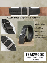 Load image into Gallery viewer, Men Black Lizard Texture Leather Auto-Lock Buckle Belt