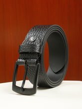 Load image into Gallery viewer, Men's Textured Black Leather Casual Belt With Sleek Black Buckle