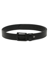 Load image into Gallery viewer, Men's Textured Black Leather Casual Belt With Sleek Black Buckle