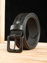 Load image into Gallery viewer, Men's Textured Black Leather Casual Belt With Black Buckle