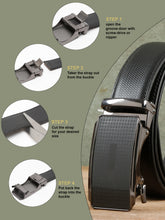 Load image into Gallery viewer, Men Texture Black Leather Auto-Lock Buckle Belt