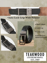 Load image into Gallery viewer, Men Black Lizard Texture Leather Auto-Lock Buckle Belt