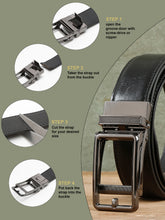 Load image into Gallery viewer, Men Black Lizard Texture Leather Auto-Lock Buckle Belt