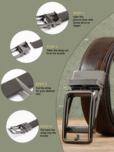 Load image into Gallery viewer, Men Brown Lizard Texture Leather Auto-Lock Buckle Belt