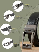 Load image into Gallery viewer, Men Texture Black Leather Auto-Lock Buckle Belt