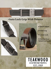 Load image into Gallery viewer, Men Texture Brown Leather Auto-Lock Buckle Belt
