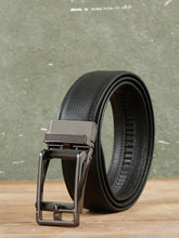 Load image into Gallery viewer, Men Texture Black Leather Auto-Lock Buckle Belt