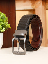 Load image into Gallery viewer, Men's Texture Finish Black & Brown Leather Reversiable Belt