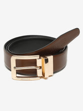 Load image into Gallery viewer, Men Black & Brown Reversible Genuine Leather Belt
