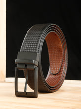 Load image into Gallery viewer, Men's Classic Texture Finish Black & Brown Leather Reversiable Belt