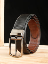 Load image into Gallery viewer, Men's Classic Texture Finish Black & Brown Leather Reversiable Belt
