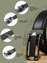 Load image into Gallery viewer, Men Texture Black Leather Auto-Lock Buckle Belt