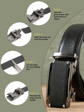 Load image into Gallery viewer, Men Texture Black Leather Auto-Lock Buckle Belt