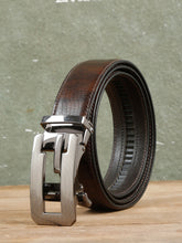 Load image into Gallery viewer, Men Brown Lizard Texture Leather Auto-Lock Buckle Belt
