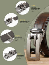 Load image into Gallery viewer, Men Brown Lizard Texture Leather Auto-Lock Buckle Belt
