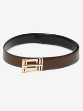 Load image into Gallery viewer, Men Black & Brown Reversible Genuine Leather Belt