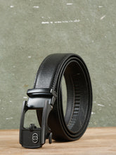 Load image into Gallery viewer, Men Black Texture Leather Auto-Lock Belt
